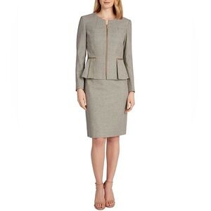 Tahari Gray Peplum Skirt suit Set with Tailored Fit